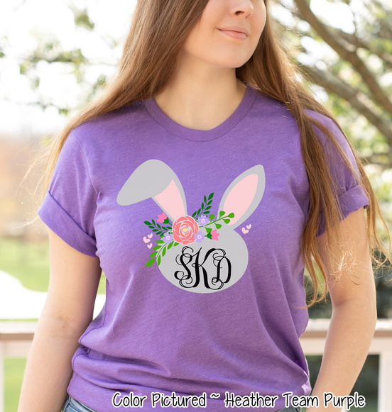 Monogram Floral Bunny Head Easter Tee