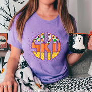 Big Monogram Candy Corn Halloween Tee