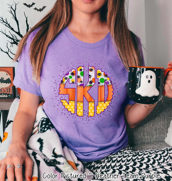 Big Monogram Candy Corn Halloween Tee