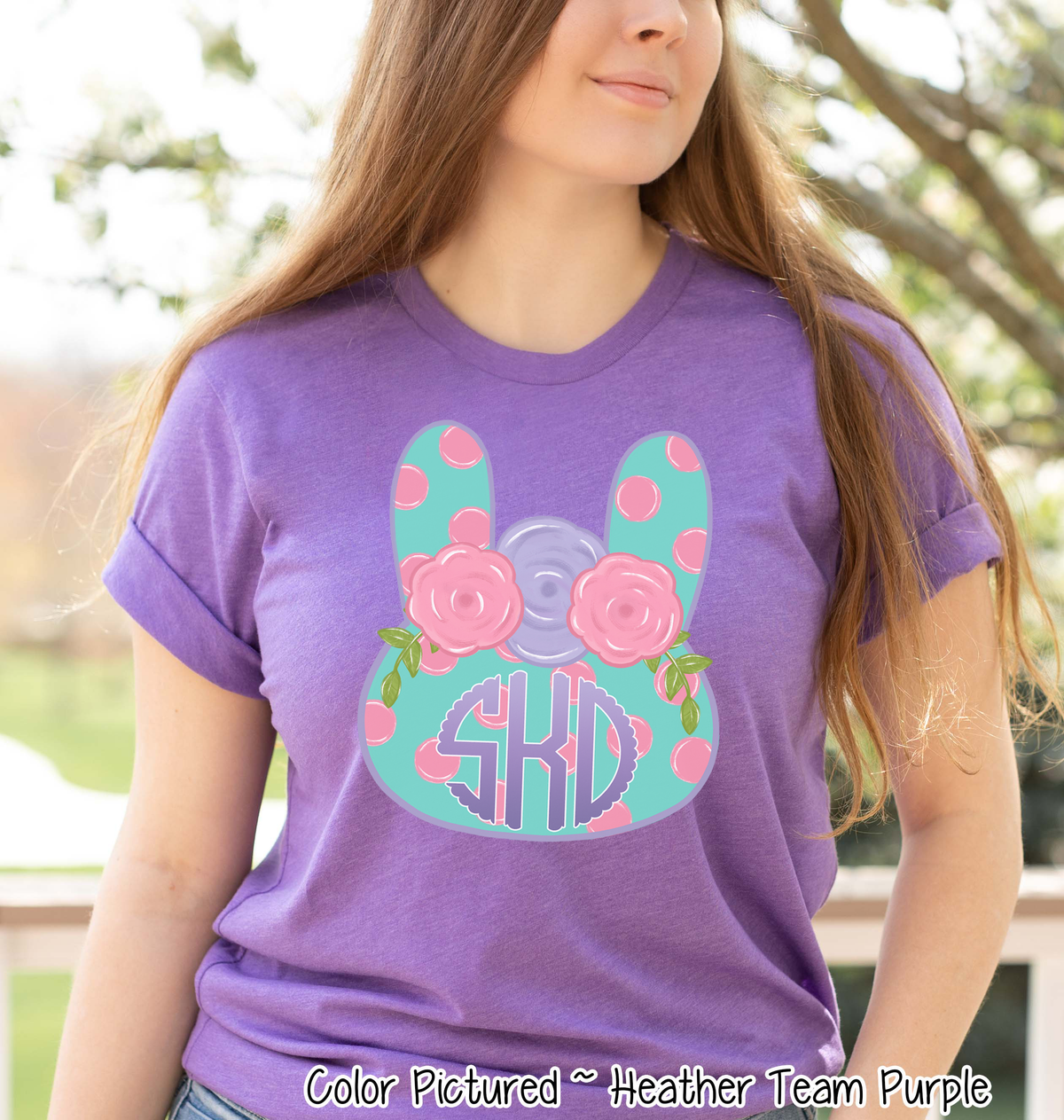 Monogram Polka Dot Bunny Head Easter Tee