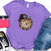 Monogramed Leopard Apple Halloween Teacher Tee