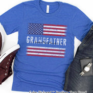 Patriotic Custom Dad-Mom-Grandpa-Grandma-Brother-Etc. Distressed Red White Blue Flag Tee