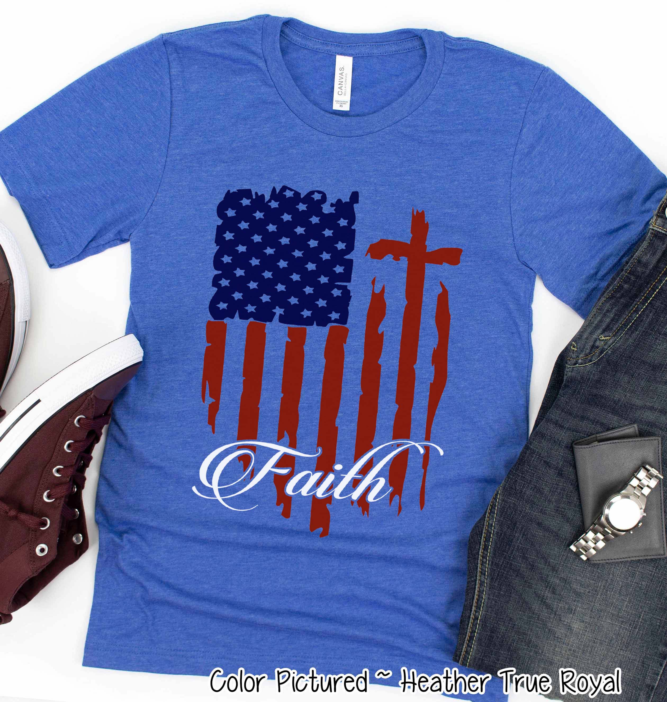 American Flag and Cross Patriotic Faith Tee
