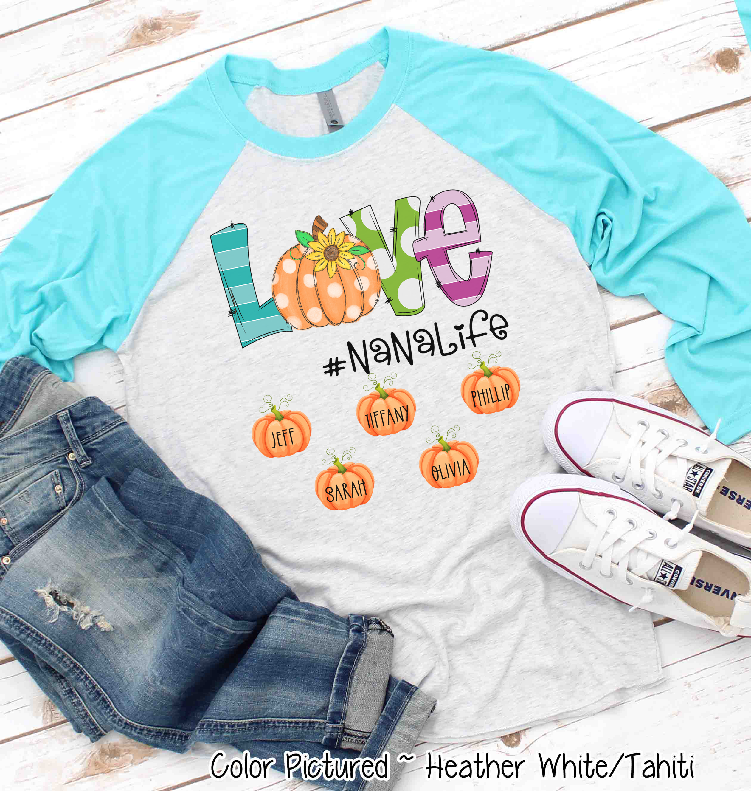 Love with Pumpkin Customized #Life ~ Custom Named Pumpkins Raglan Tee