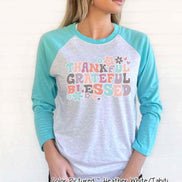 Retro Thankful Grateful Blessed Thanksgiving Fal Tee