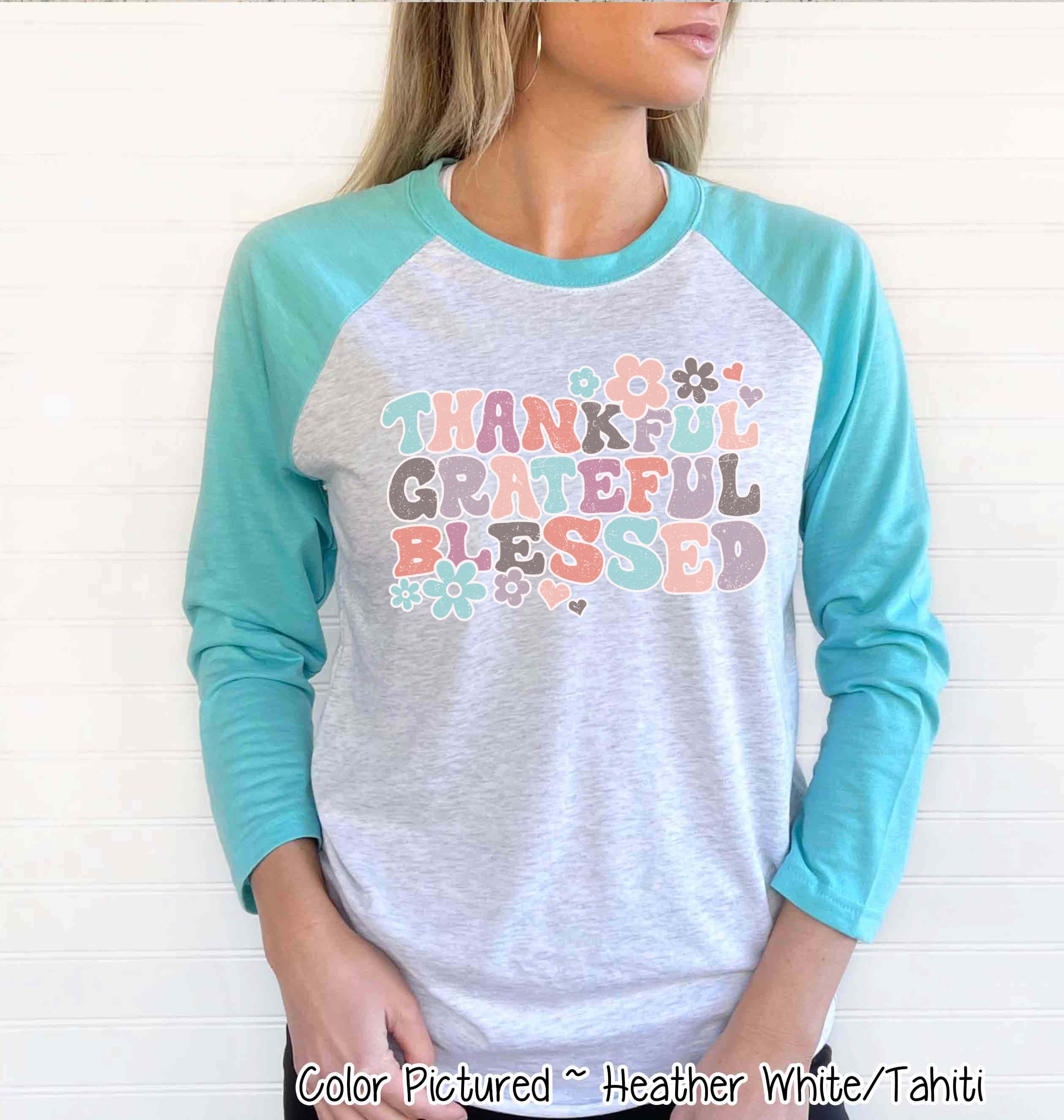 Retro Thankful Grateful Blessed Thanksgiving Fal Tee