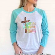 He Is Risen Cross Easter Raglan Tee