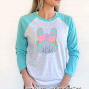 Monogram Polka Dot Bunny Head Easter Raglan Tee