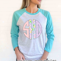 Easter Print Big Monogram Raglan Tee