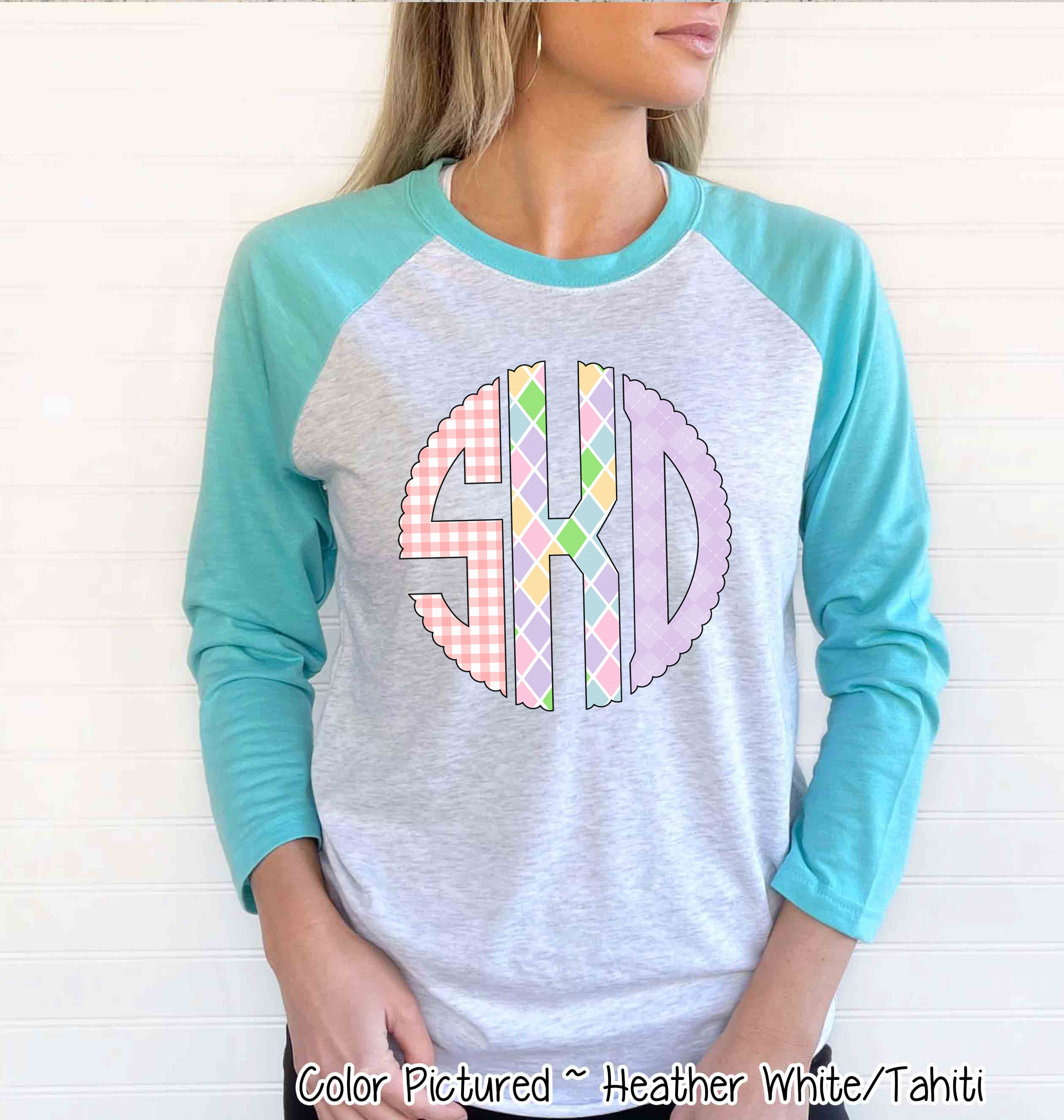 Easter Print Big Monogram Raglan Tee