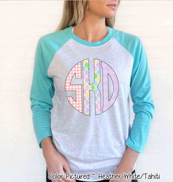 Easter Print Big Monogram Raglan Tee