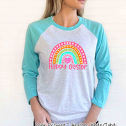 Monogram Happy Easter Rainbow Raglan Tee