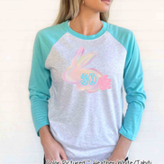 Monogram Watercolor Bunny Easter Raglan Tee