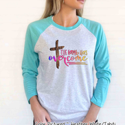 The Lamb has Overcome Cross Raglan Tee
