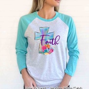 Faith Watercolor Cross Raglan Tee