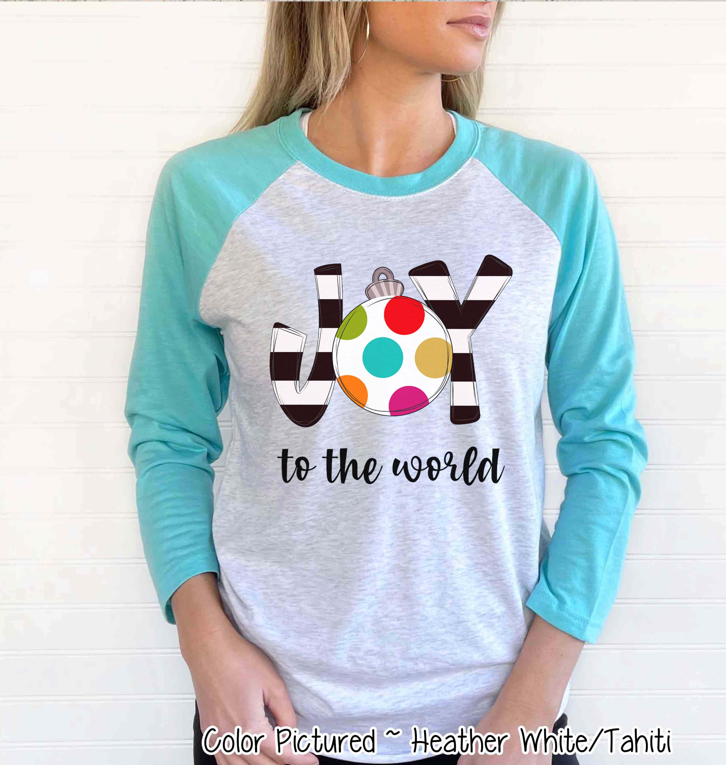 Joy To the World Ornament Christmas Raglan Tee