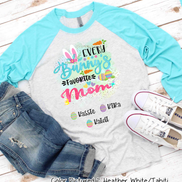 Personalized Shirt For Mom Every Bunny's Favorite & Easter Eggs with Custom Kids Name Easter Day Raglan Tee