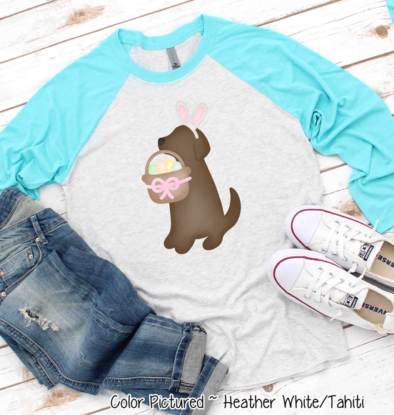 Dog Girl Brown Lab Easter Raglan Tee