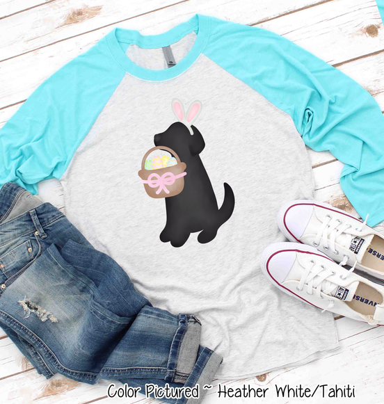 Dog Girl Black Lab Easter Raglan Tee