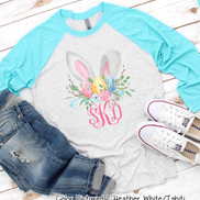 Monogram Bunny Ears with Eggs Raglan Tee