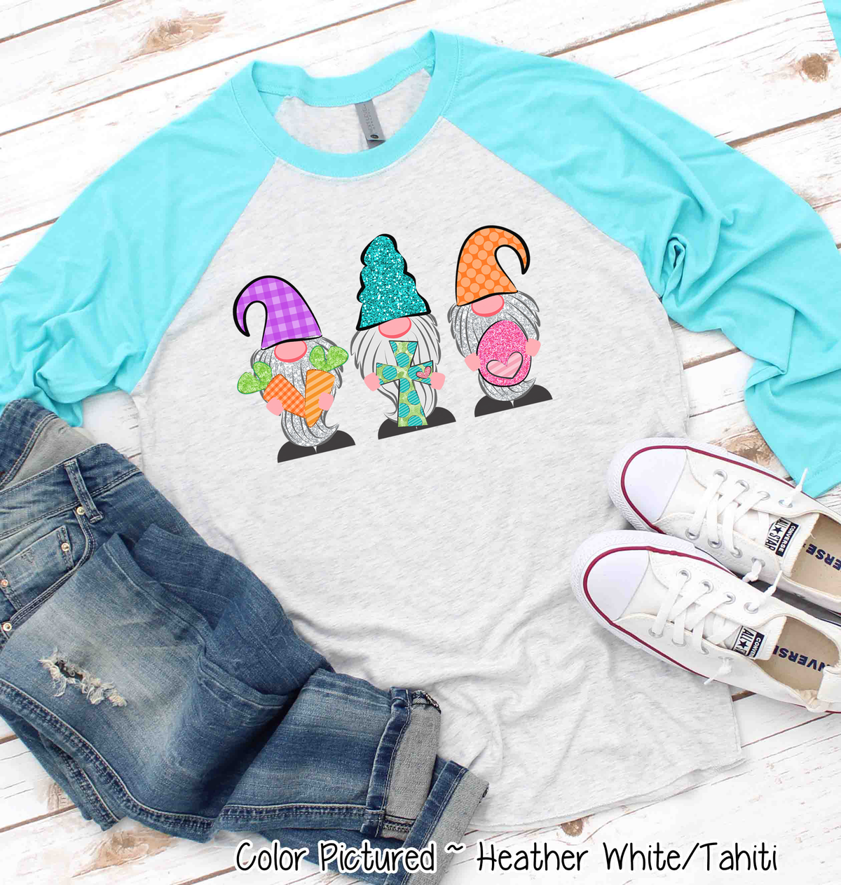 Gnome Trio Easter Raglan Tee