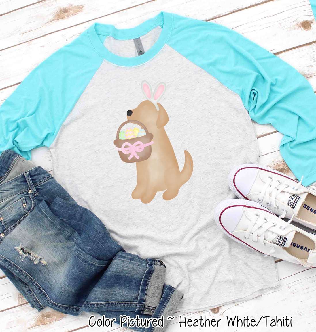 Dog Girl Yellow Lab Easter Raglan Tee