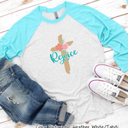 Rejoice Floral Cross Easter Raglan Tee
