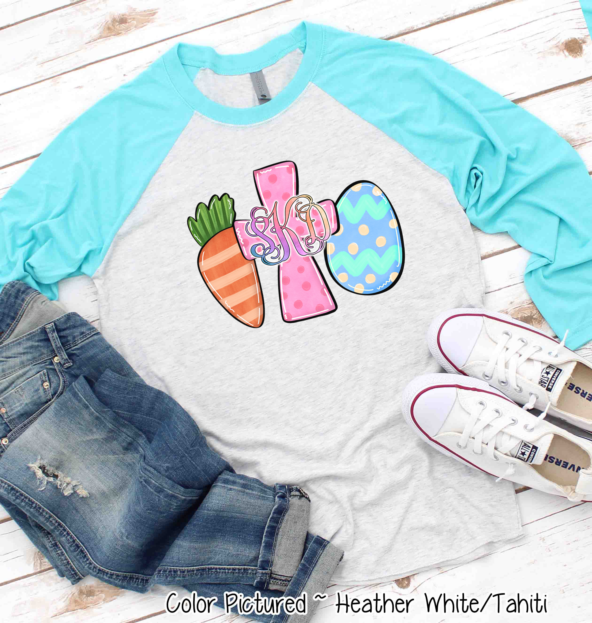 Monogram Carrot Cross & Egg Easter Raglan Tee