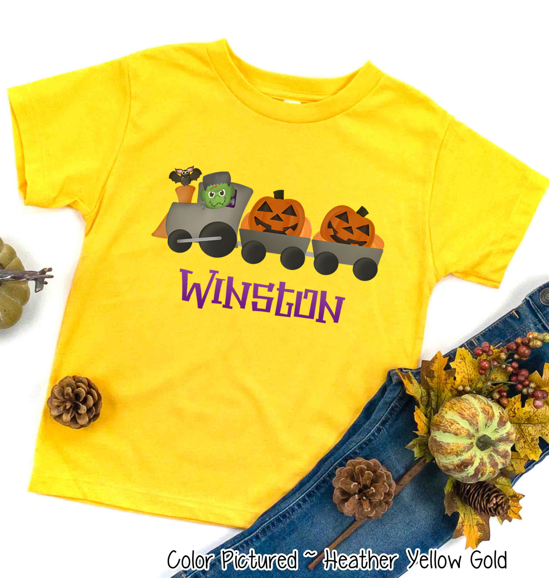 Personalized Frankenstein Train Youth, Toddler, Infant Halloween Tee