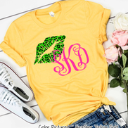 Monogram Leopard St Patricks Day Lips Tee