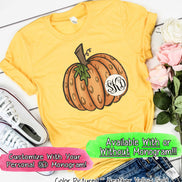 Orange Leopard Pumpkin Monogram Tee
