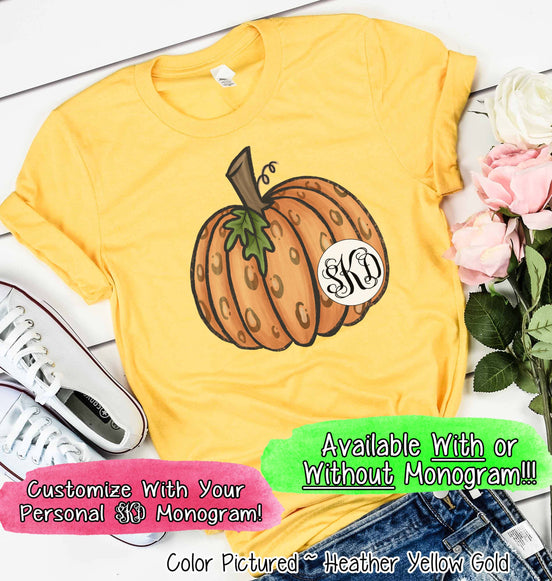 Orange Leopard Pumpkin Monogram Tee