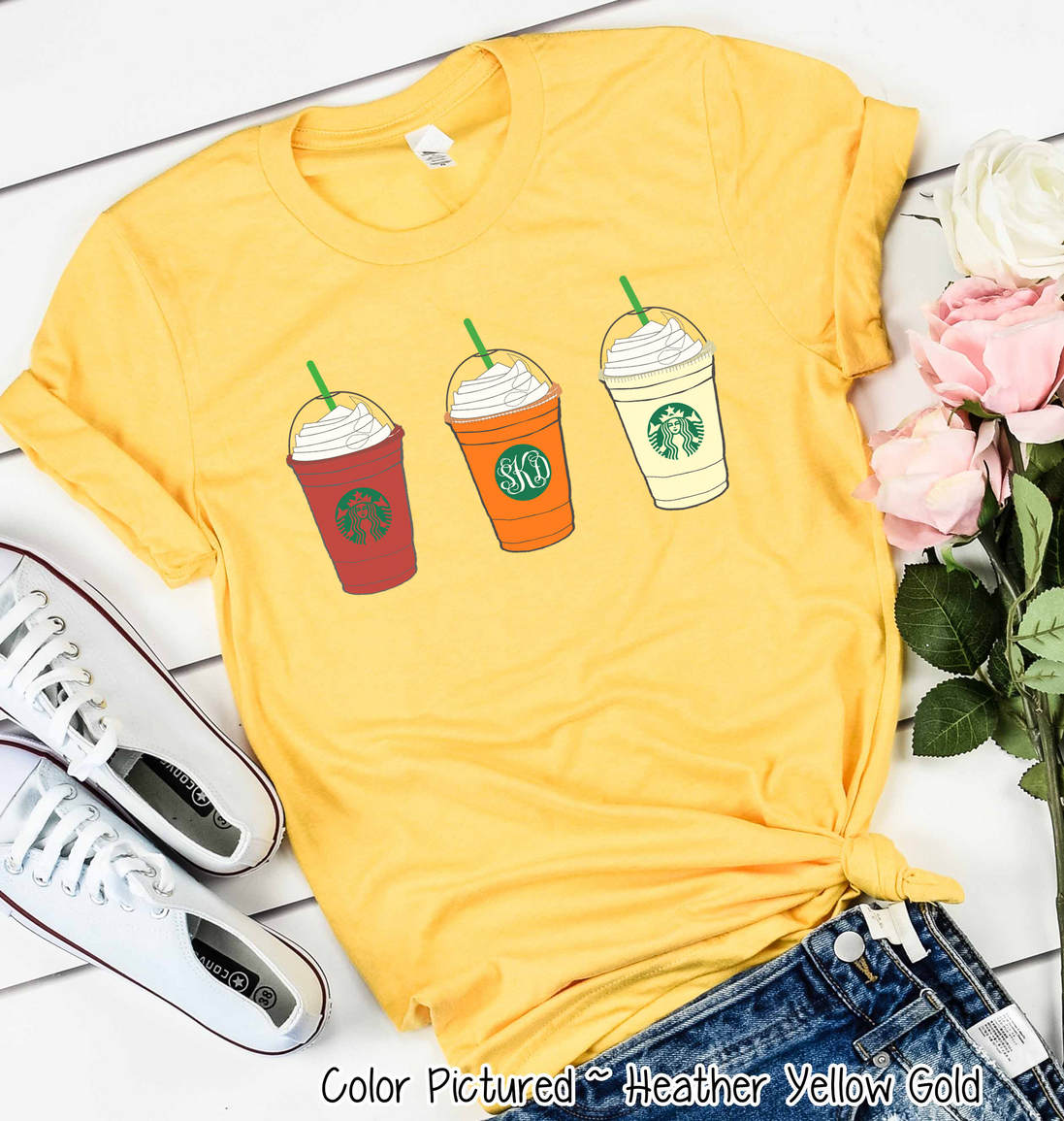 Starbucks Inspired Monogram Fall Tee