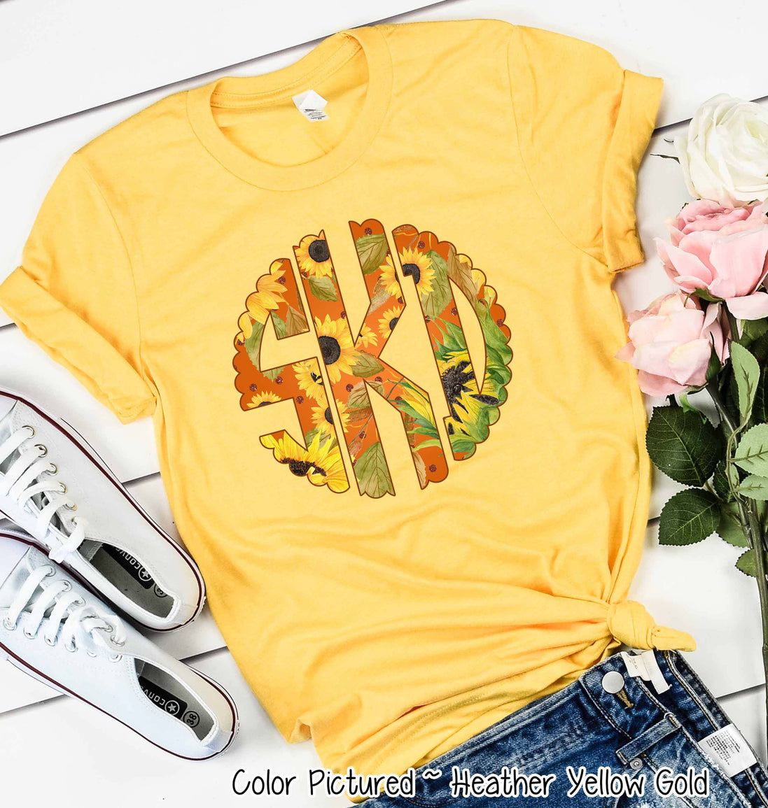 Big Monogram Sunflower Fall Tee