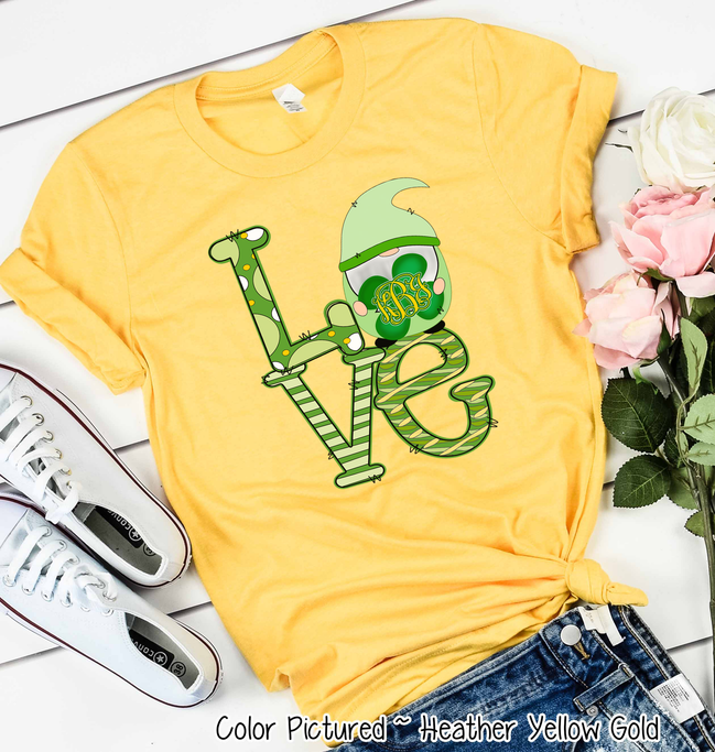 Monogram LOVE & Gnome St Patricks Day Tee