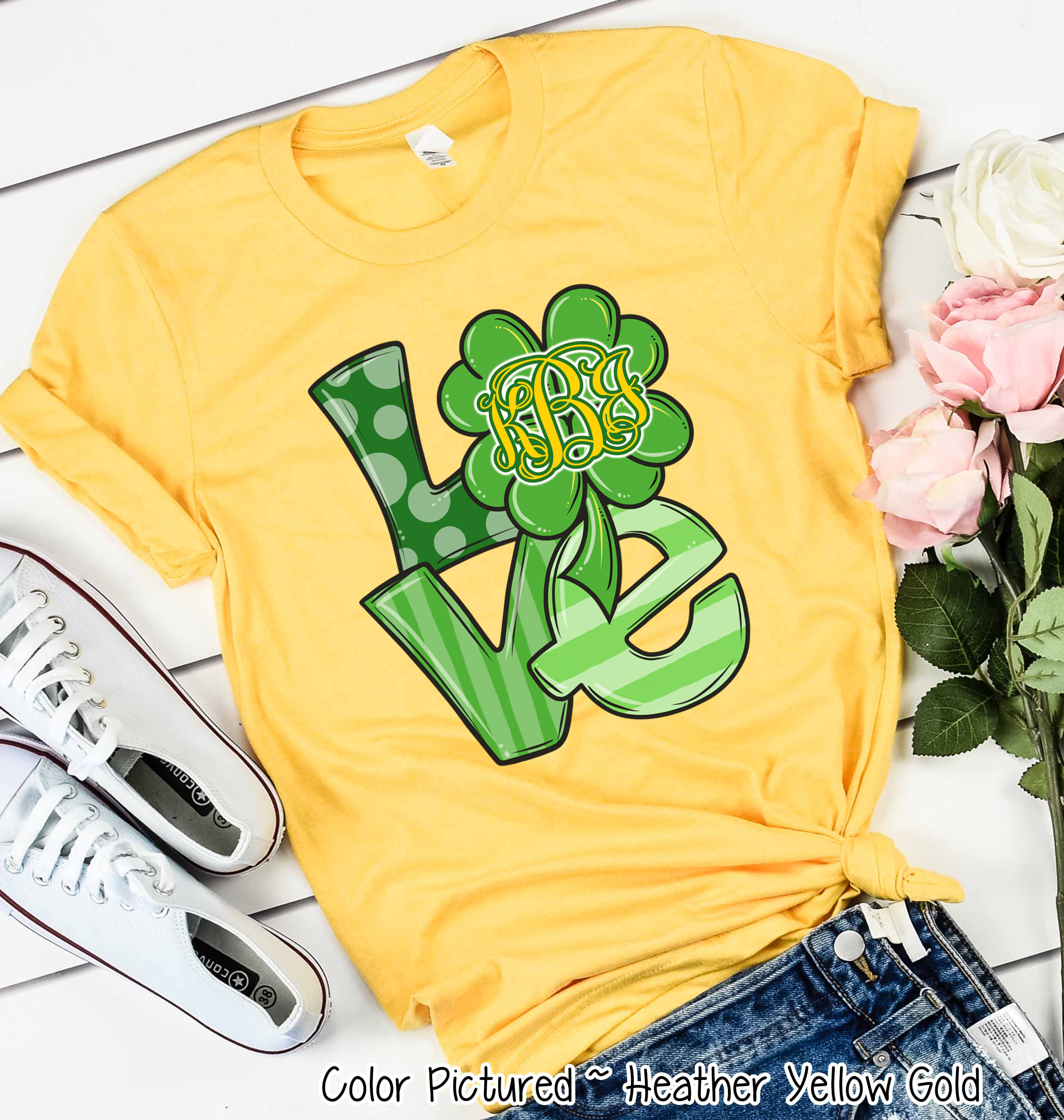 Monogram LOVE & Clover St Patricks Day Tee