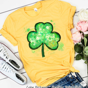 Monogram Watercolor Shamrock St Patricks Day Tee