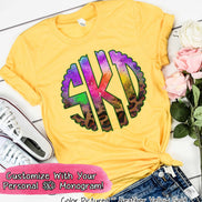 Big Monogram Watercolor & Leopard Halloween Tee