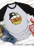 Monogramed Candy Corn Apple Halloween Teacher Raglan Tee