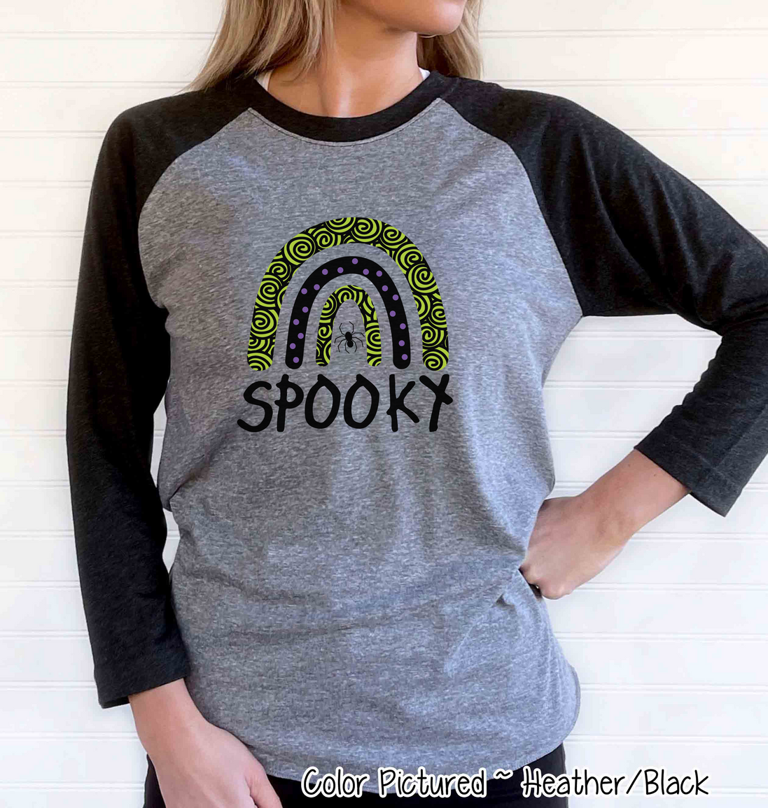 Halloween Rainbow Spooky Raglan Shirt