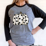 White Polka Dot Pumpkin Raglan Shirt