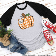 Orange Plaid Country Pumpkin Monogram Raglan Tee