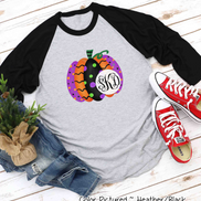 Monogrammed Colorful Halloween Pumpkin Raglan Shirt