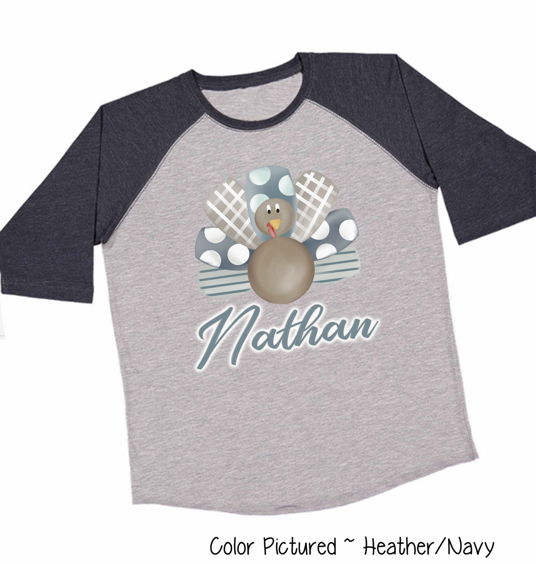 Personalized Boy Turkey Raglan Tee