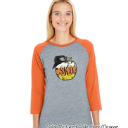 Monogramed Candy Corn Apple Halloween Teacher Raglan Tee