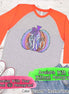 Purple Watercolor Monogram Pumpkin Raglan Tee