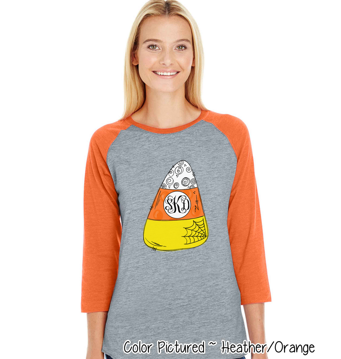 Monogrammed Candy Corn Graphic Ragalan Tee