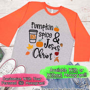 Pumpkin Spice & Jesus Christ Monogram Raglan Tee