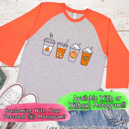 Pumpkin Spice Latte Drink Monogram Raglan Tee