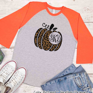 Leopard Pumpkin Monogram Raglan Tee